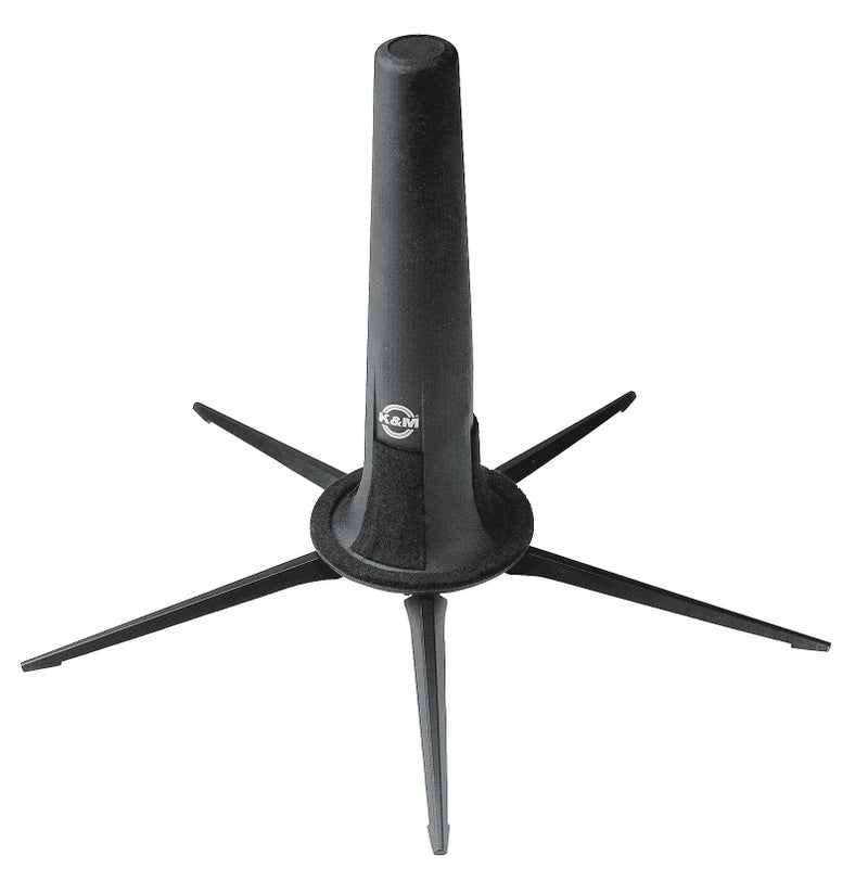 KM حامل ساكسفون سوبرانو K&M كونيغ وماير في الجرس 5 أرجل 15290-000-55 درجة احترافية لجميع الموسيقيين | خفيف الوزن ومضغوط | أقدام مستقرة وآمنة وغير قابلة للانزلاق | صنع في ألمانيا | أسود - Image 1